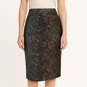 Penta Metallic Reptile Print Pencil Skirt